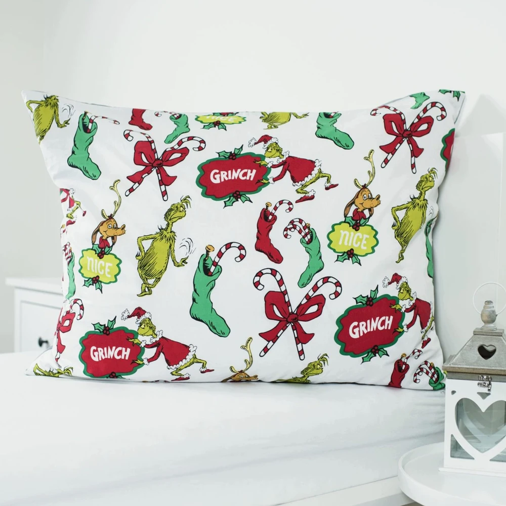 Patalynės komplektas Bez Marki Grinch Świąteczna DWUSTRONNA pościel na zamek, 100% BAWEŁNA 140x200 cm