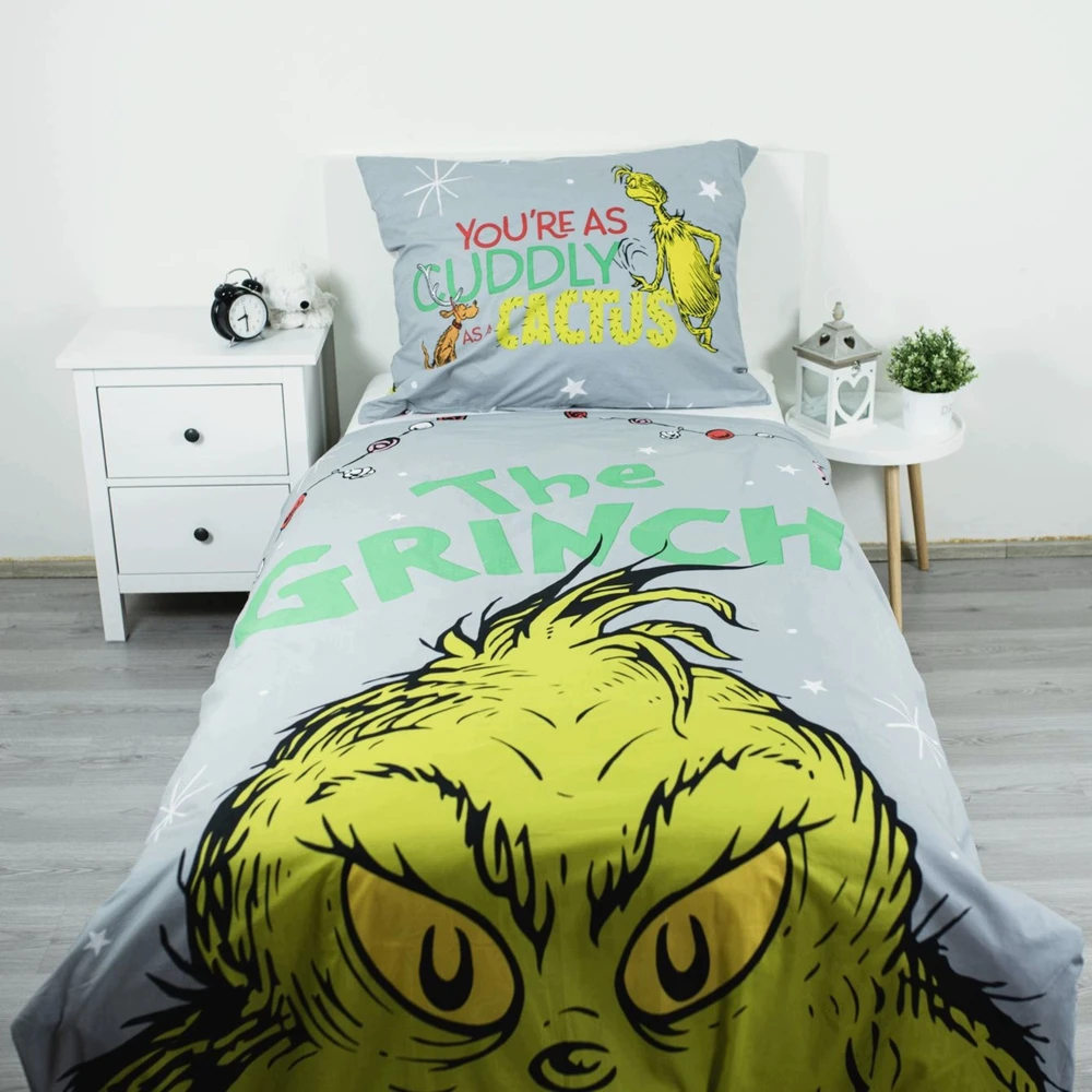 Patalynės komplektas Bez Marki Grinch Świąteczna DWUSTRONNA pościel na zamek, 100% BAWEŁNA 140x200 cm