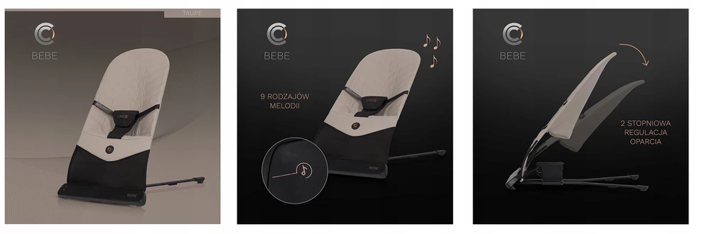 Bez Marki Cavoe Ergonomiškas gultukas su melodijomis ir vibracija BEBE, taupe