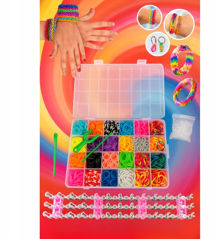 Bez Marki GUMĖS APYRANKĖMS GAMINTI DIDELIS RINKINYS 720 EL VAIKAMS + XXL LOOM