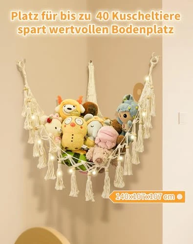 Bez Marki HAMAK NA ZABAWKI TRÓJKĄTNY BOHO MAKRAMA LED DLA DZIECI 140X107CM bawełniany