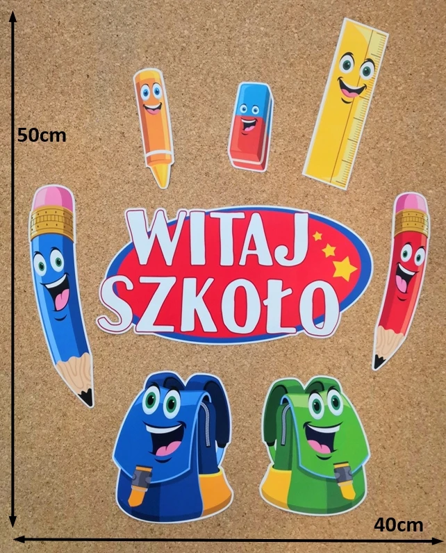 Bez Marki HELLO SCHOOL dekoracija - 1 raštas (vienpusis)