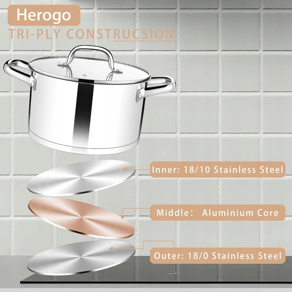 Bez Marki Herogo 7.8L nerūdijantis plienas su permatomu dangteliu, 26cm