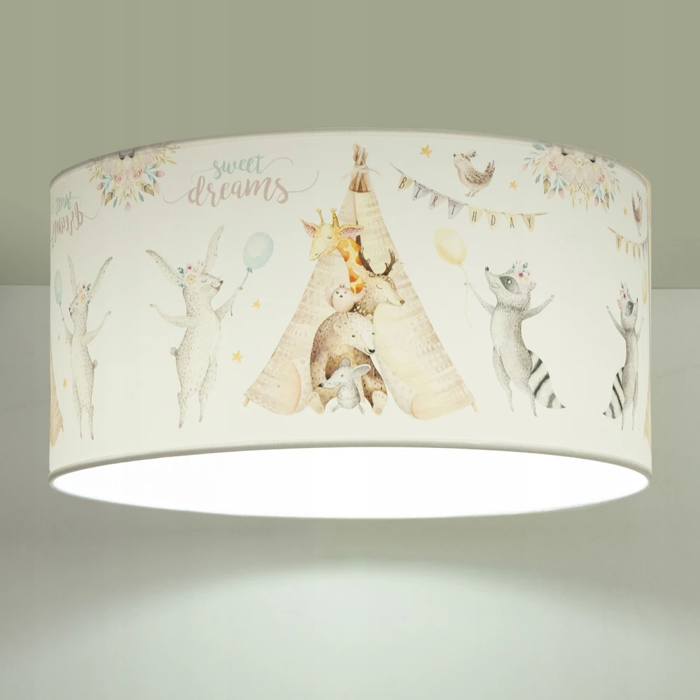 Bez Marki HEXE KIDS Lampa sufitowa dziecięca ZWIERZĘTA 1 x 60W balta mėlyna H0940