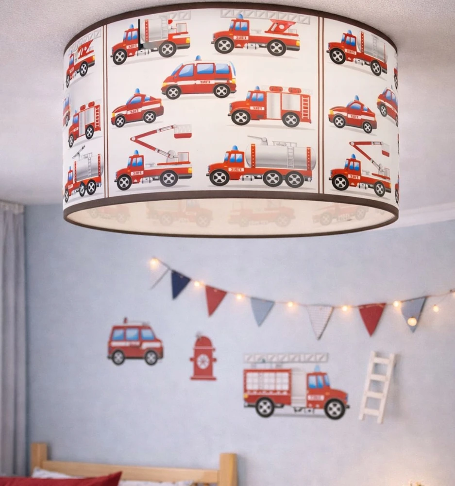 Bez Marki HEXE KIDS Lampa sufitowa dziecięca STRAŻ POŻARNA 1 x 60W balta H0970