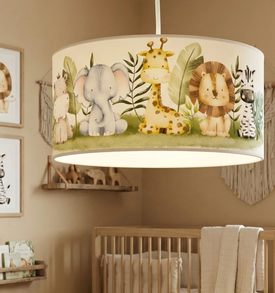 Bez Marki HEXE KIDS Lampa sufitowa wisząca dziecięca JUNGLE 1 x 60W E27 balta H0960
