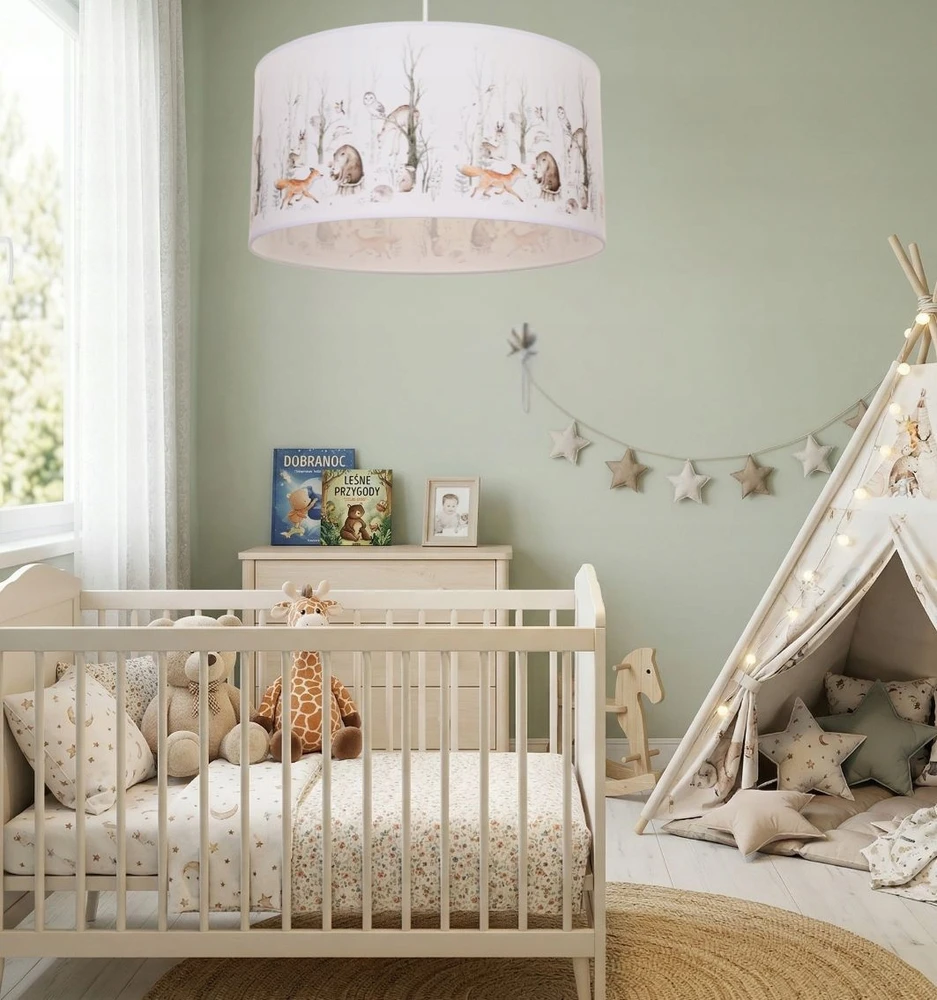 Bez Marki HEXE KIDS Lampa sufitowa wisząca dziecięca W LESIE 2 x 60W E27 balta H0951