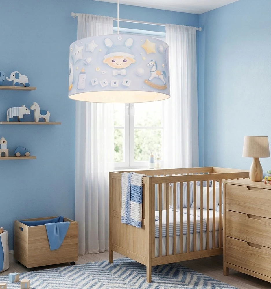 Bez Marki HEXE KIDS Lampa sufitowa wisząca dziecięca CHŁOPCZYK 1x60W mėlyna H0954