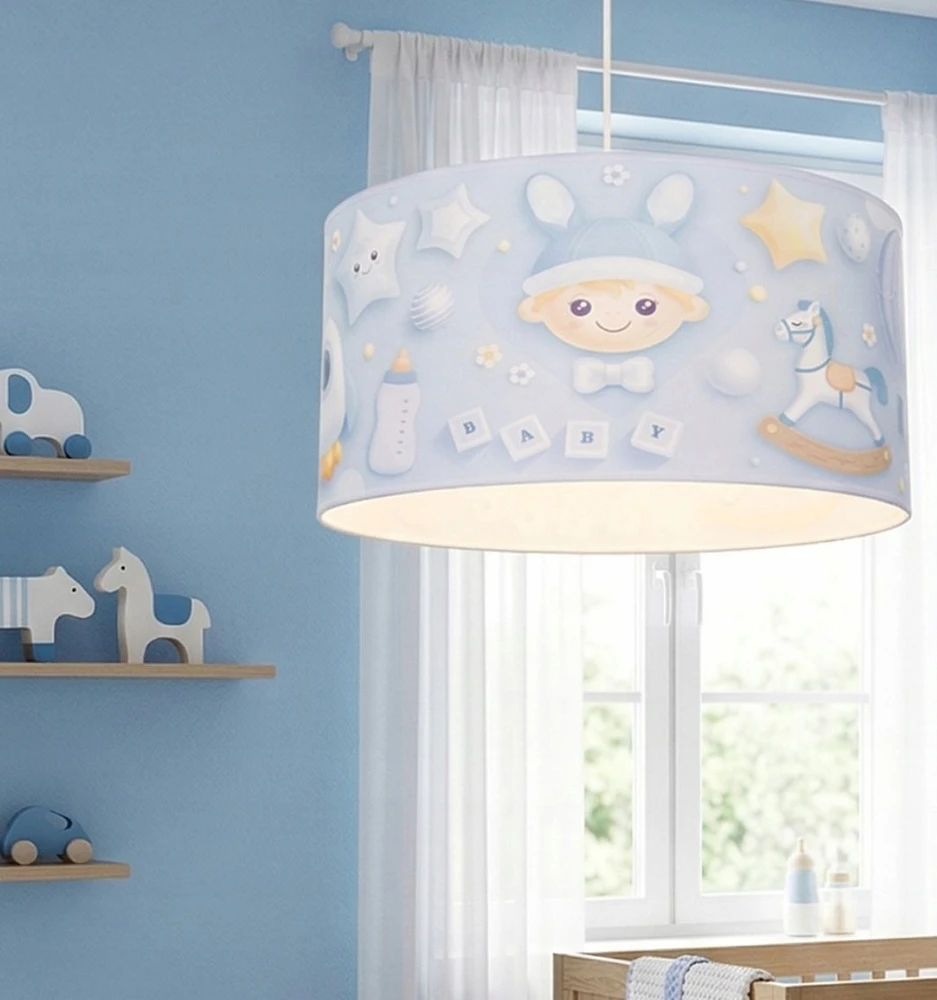 Bez Marki HEXE KIDS Lampa sufitowa wisząca dziecięca CHŁOPCZYK 1x60W mėlyna H0954