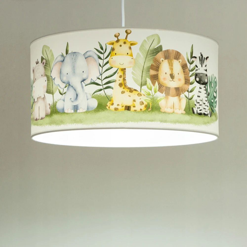 Bez Marki HEXE KIDS Lampa sufitowa wisząca dziecięca JUNGLE 1 x 60W E27 balta H0960