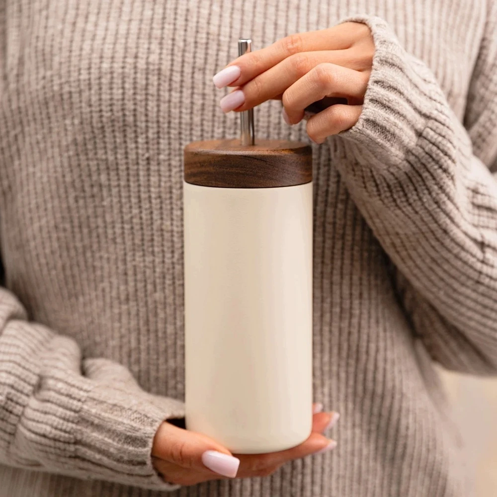 Bez Marki Homla termopuodelis su šiaudeliu Sylvara 783500, 350 ml, smėlio spalvos