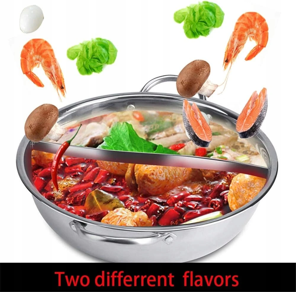 Bez Marki Hot Pot 32 cm nerūdijančio plieno dvigubo indukcinio dujų šabu