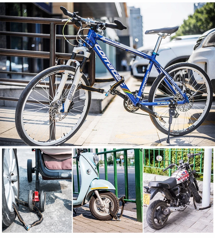 Bez Marki ILGAS DVIRAČIO UŽRAKTAS MOTORINIAM DVIRAČIUI 80 cm grandinės užraktas su raktu