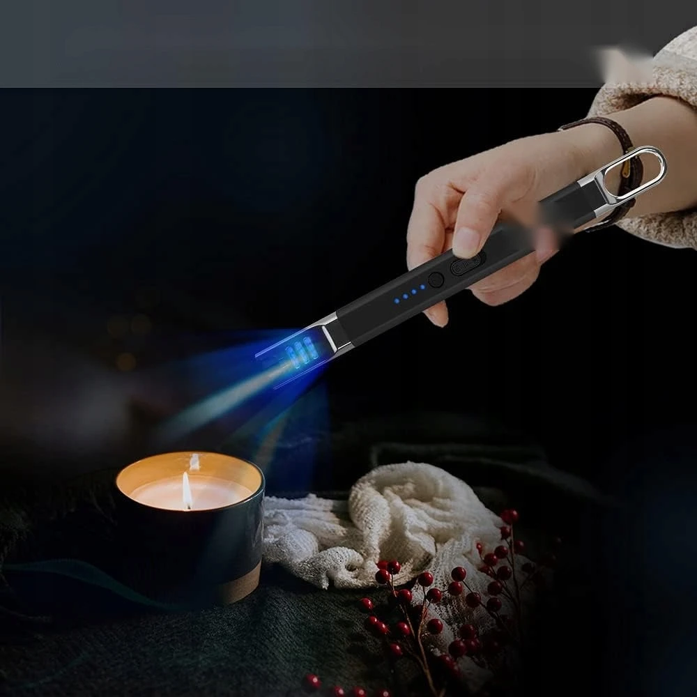 Bez Marki ILGAS USB ELEKTRINIS žiebtuvėlis, BEDEGIS, ATSPIRANT VĖJO LED