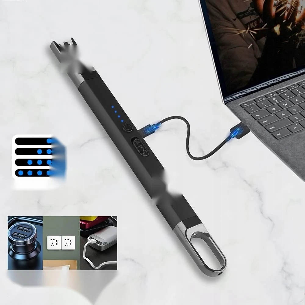Bez Marki ILGAS USB ELEKTRINIS žiebtuvėlis, BEDEGIS, ATSPIRANT VĖJO LED
