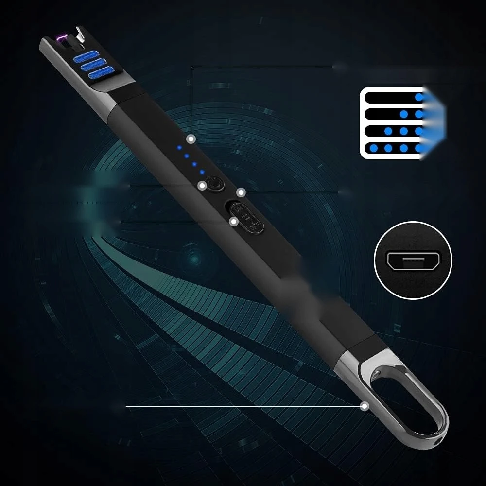 Bez Marki ILGAS USB ELEKTRINIS žiebtuvėlis, BEDEGIS, ATSPIRANT VĖJO LED