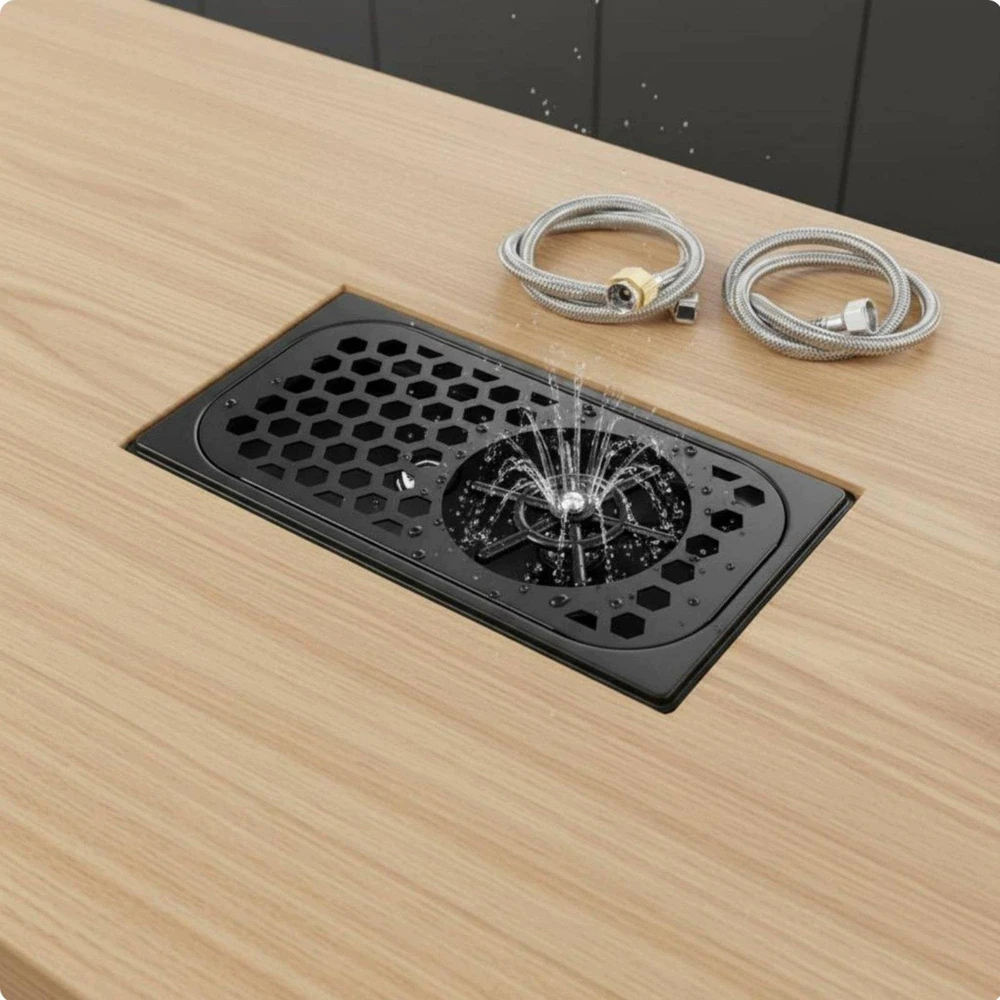 Bez Marki Integruotas stiklo valiklis Aukšto slėgio plovimo mašina nerūdijančio plieno puodeliams Juoda M1