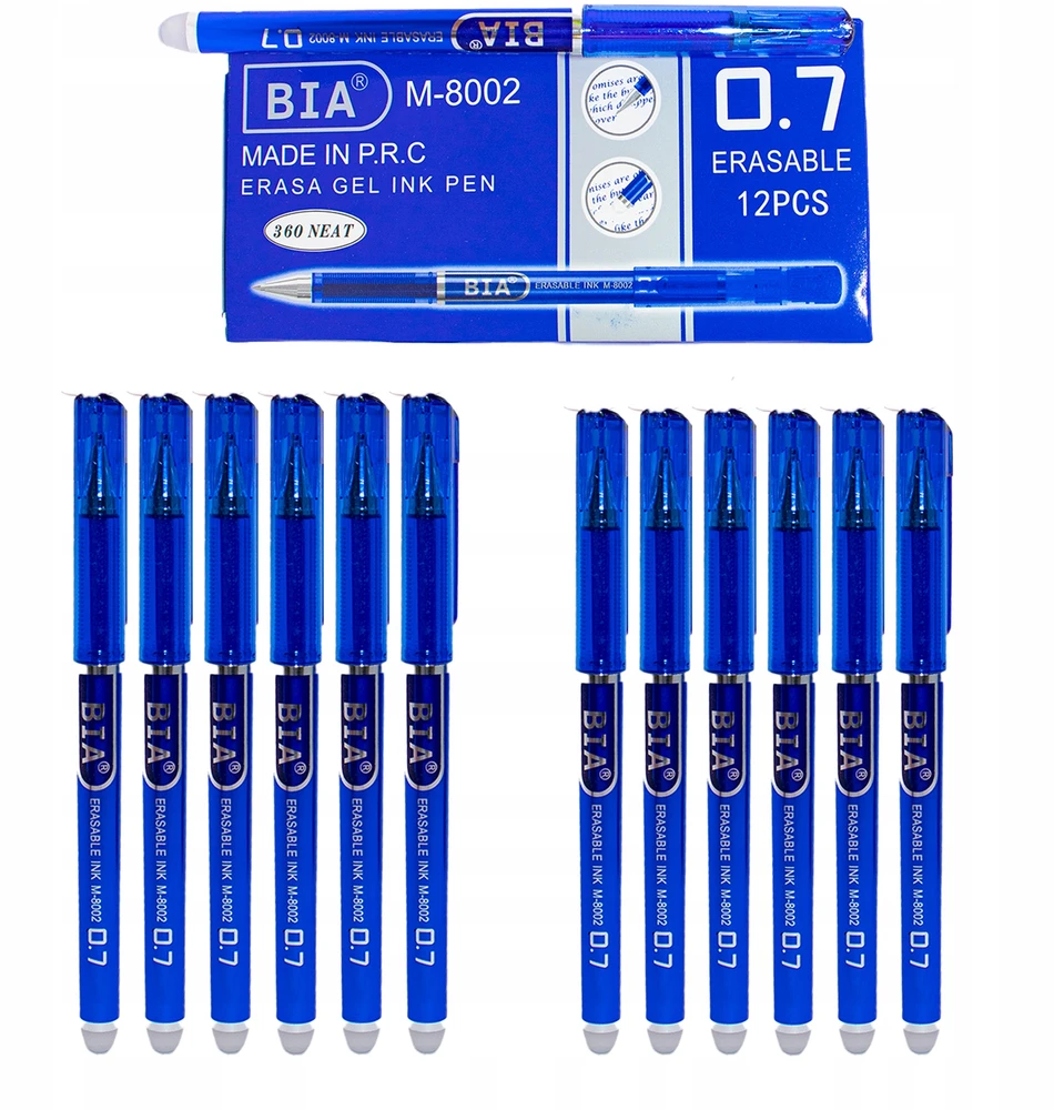 Bez Marki Ištrinami geliniai rašikliai, 0.7 mm, mėlyni, 12 vnt.
