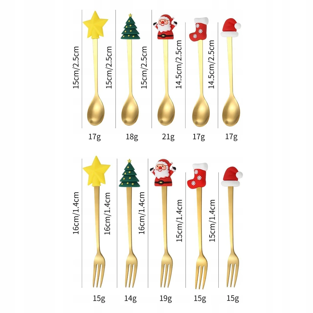 Bez Marki Kalėdiniai šaukštai Forks Xmas Set Stalo įrankių rinkiniai restorano vakarėliui Žalias Box