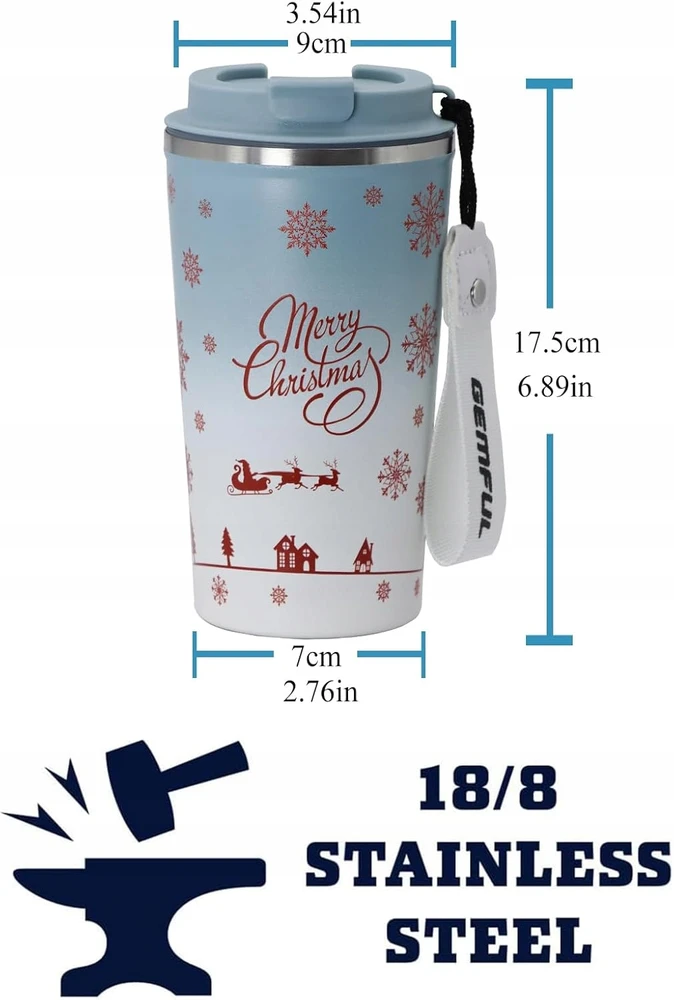 Bez Marki Kalėdinis Termo Puodelis, 510 ml, Nerūdijančio Plieno