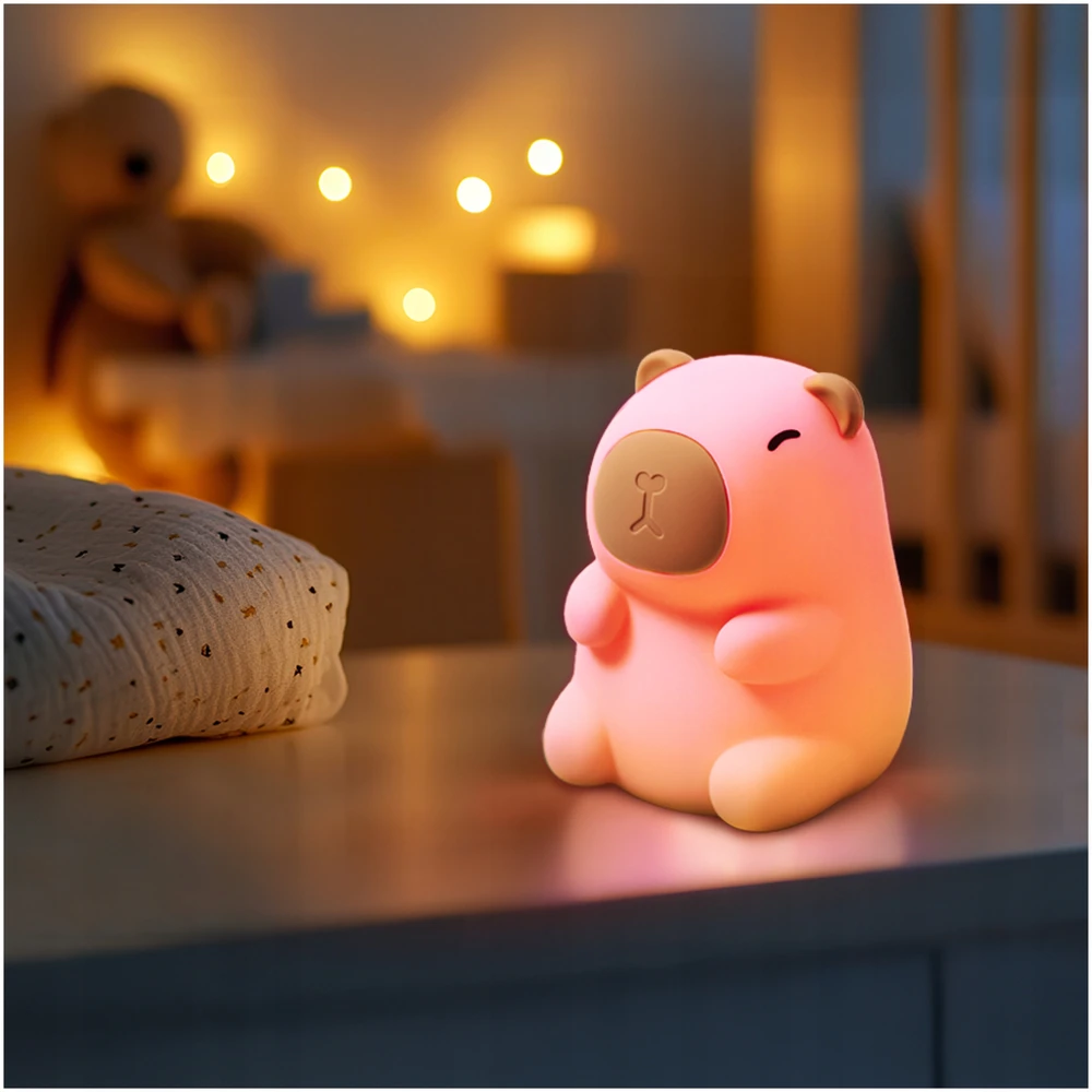 Bez Marki KAPIBARA MIĘKKA Naktinė lempa DLA DZIECI LED RGB USB KOLOROWA SILIKONOWA