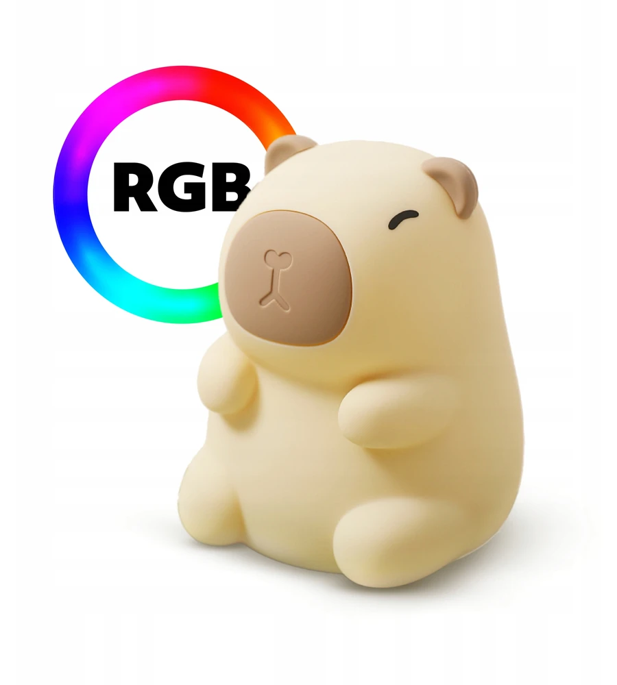 Bez Marki KAPIBARA MIĘKKA Naktinė lempa DLA DZIECI LED RGB USB KOLOROWA SILIKONOWA
