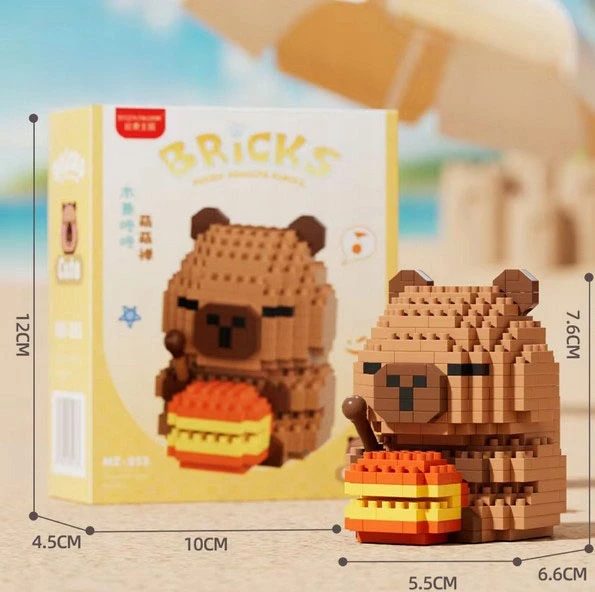Bez Marki Kapibaros blokeliai su mėsainiu 360 vnt. CAPYBARA statybiniai blokeliai