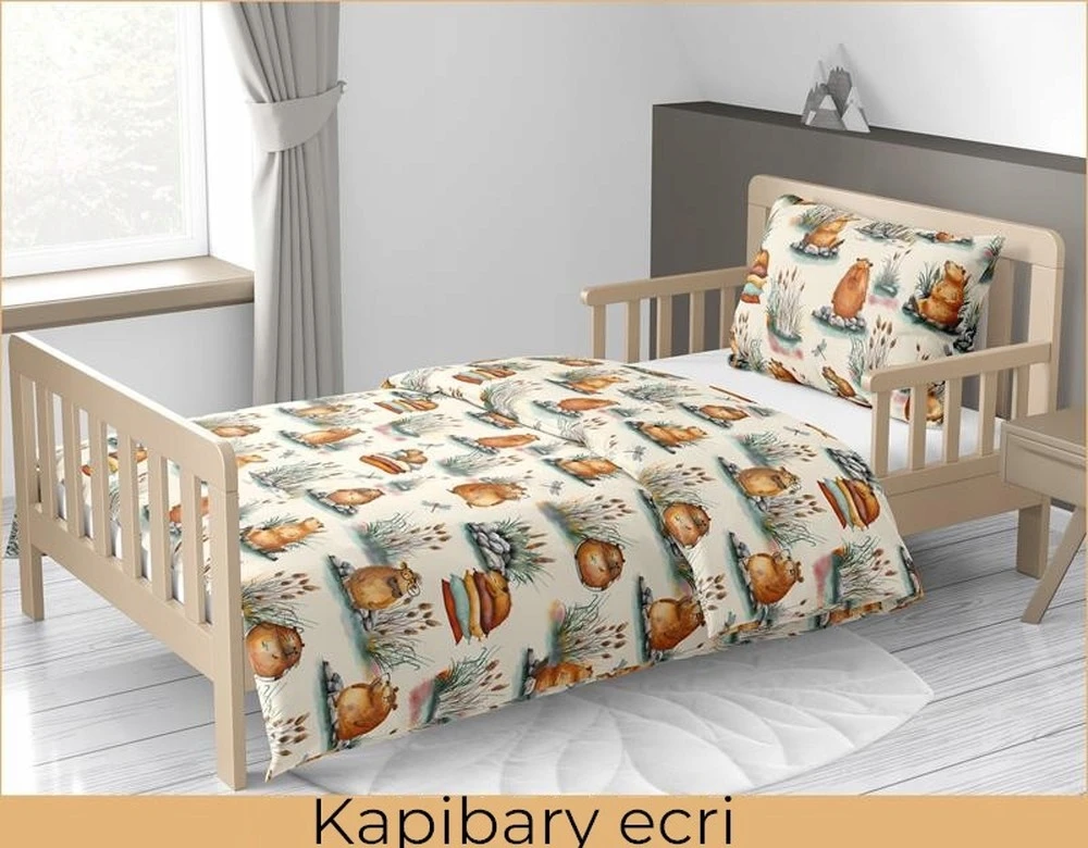 Patalynės komplektas Bez Marki Kapibaros patalynė 140x200 ekru kapibaros patalynė SERTIFIKATAS - 100% medvilnė