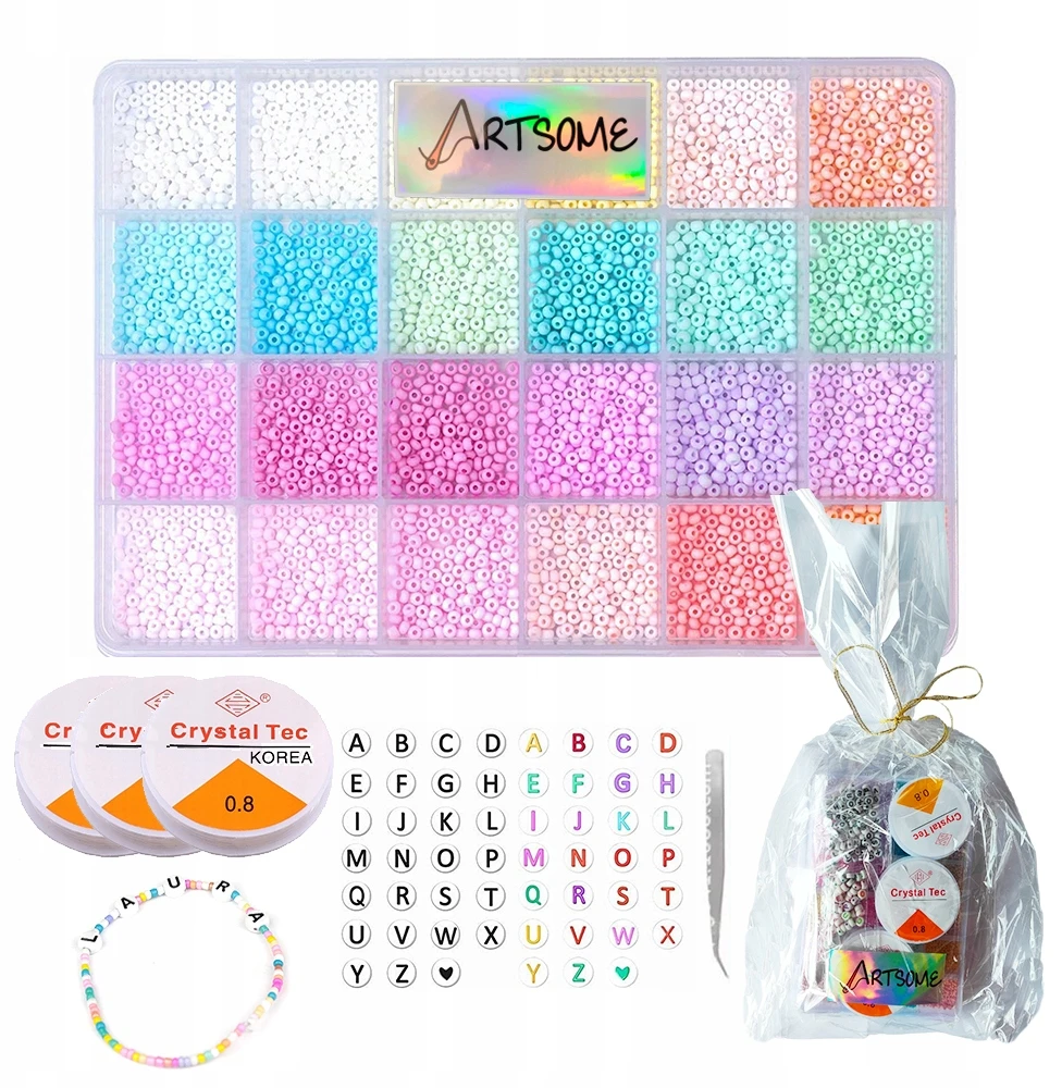 Bez Marki Karoliukų Rinkinys Apyrankėms Su Raidėmis, Pasteliniai Atspalviai, Diy