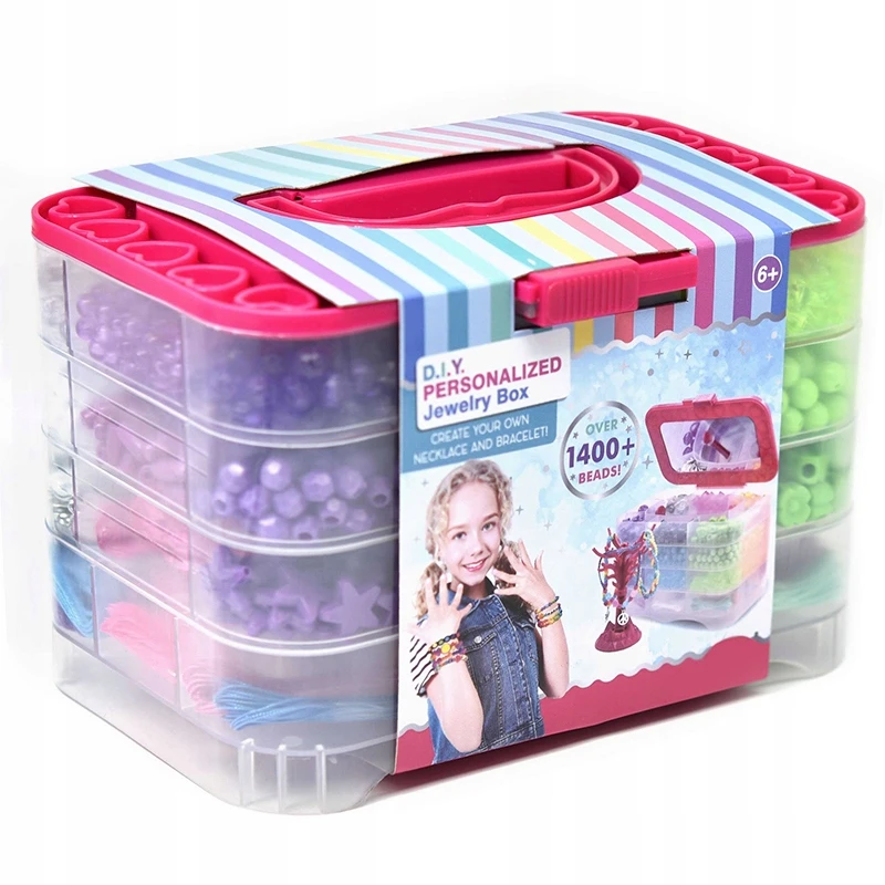 Bez Marki Karoliukų rinkinys apyrankėms gaminti. Organizatoriaus dėklas vaikams 1400