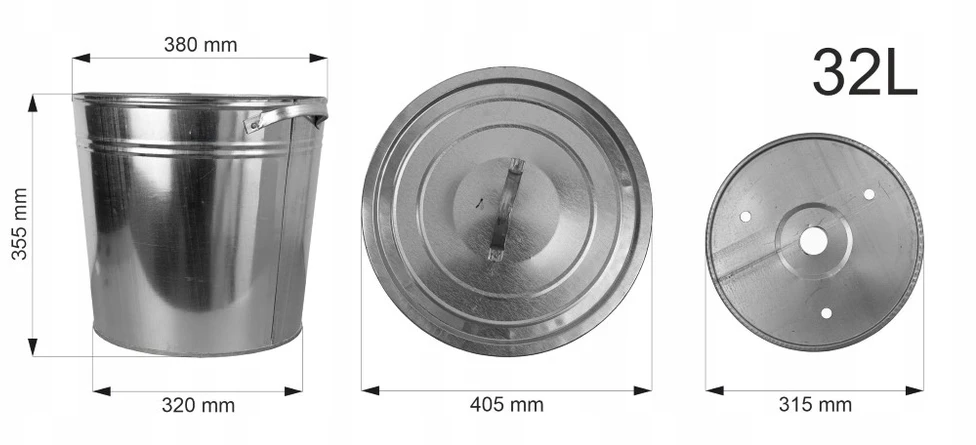 Bez Marki KATILAS, CINKUOTAS METALINIS PUODAS, 32L, Dangtis + Įdėklas