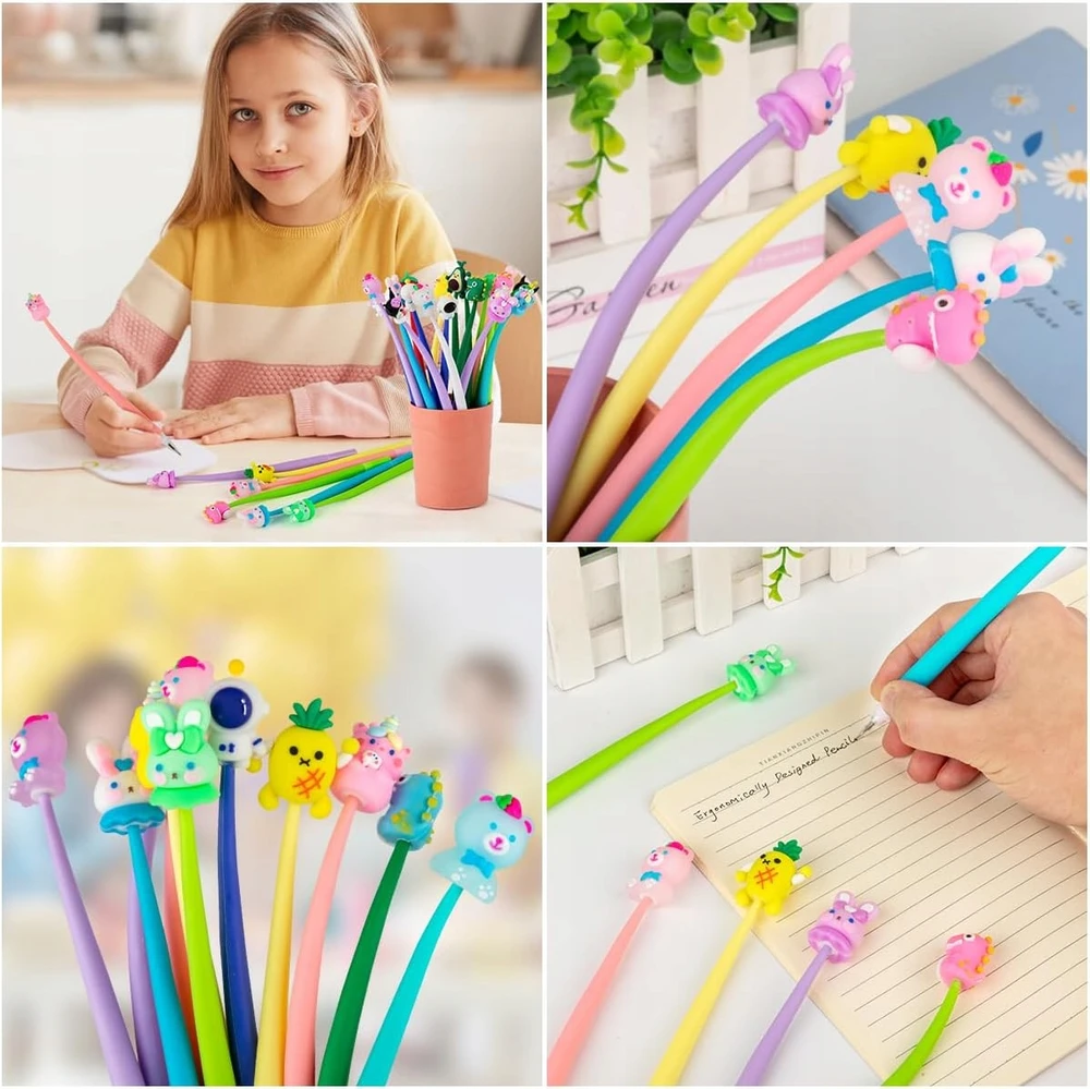 Bez Marki KAWAII SILIKONINIAI RAŠYKLAI SU GYVŪNAIS 30 Vnt