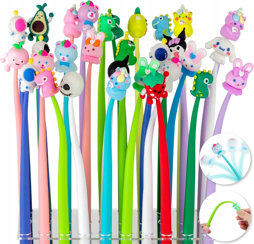 Bez Marki KAWAII SILIKONINIAI RAŠYKLAI SU GYVŪNAIS 30 Vnt