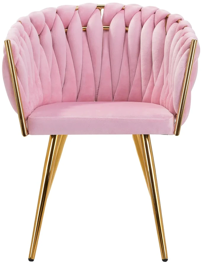 Bez Marki Kėdė Fotelis svetainei IMPERIA Velour Braided Gold Legs GLAMOUR rožinė