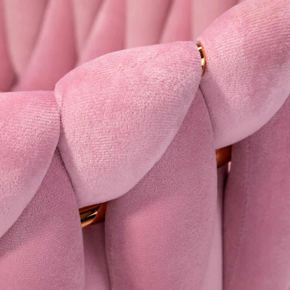 Bez Marki Kėdė Fotelis svetainei IMPERIA Velour Braided Gold Legs GLAMOUR rožinė