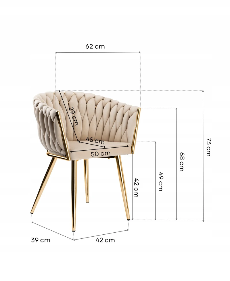 Bez Marki Kėdė Fotelis svetainei IMPERIA Velour Braided Gold Legs GLAMOUR rožinė