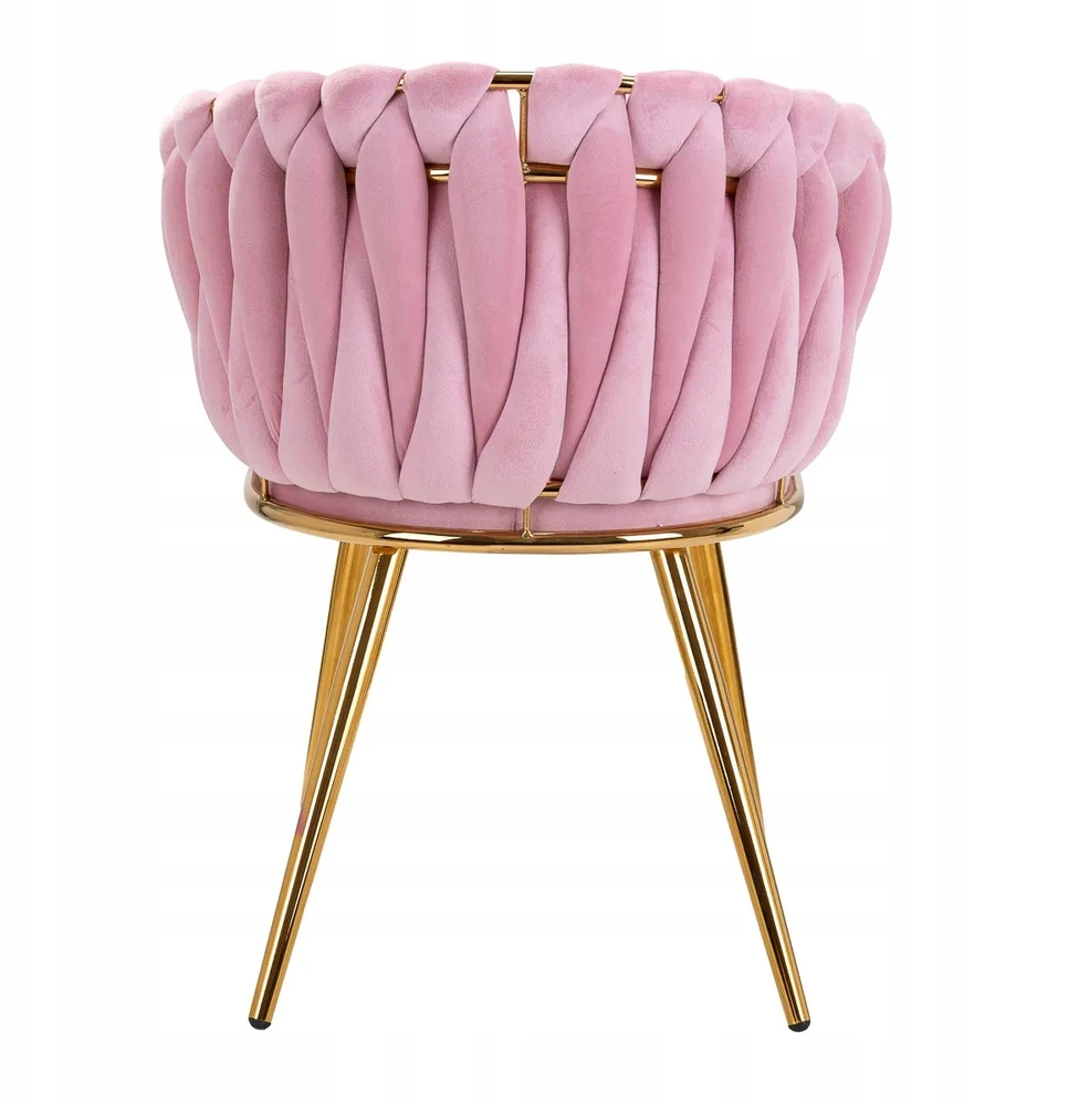 Bez Marki Kėdė Fotelis svetainei IMPERIA Velour Braided Gold Legs GLAMOUR rožinė