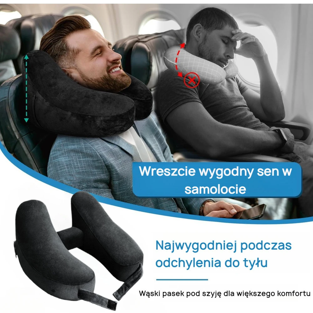 Bez Marki Kelioninė pagalvė su gobtuvu ir miego kauke