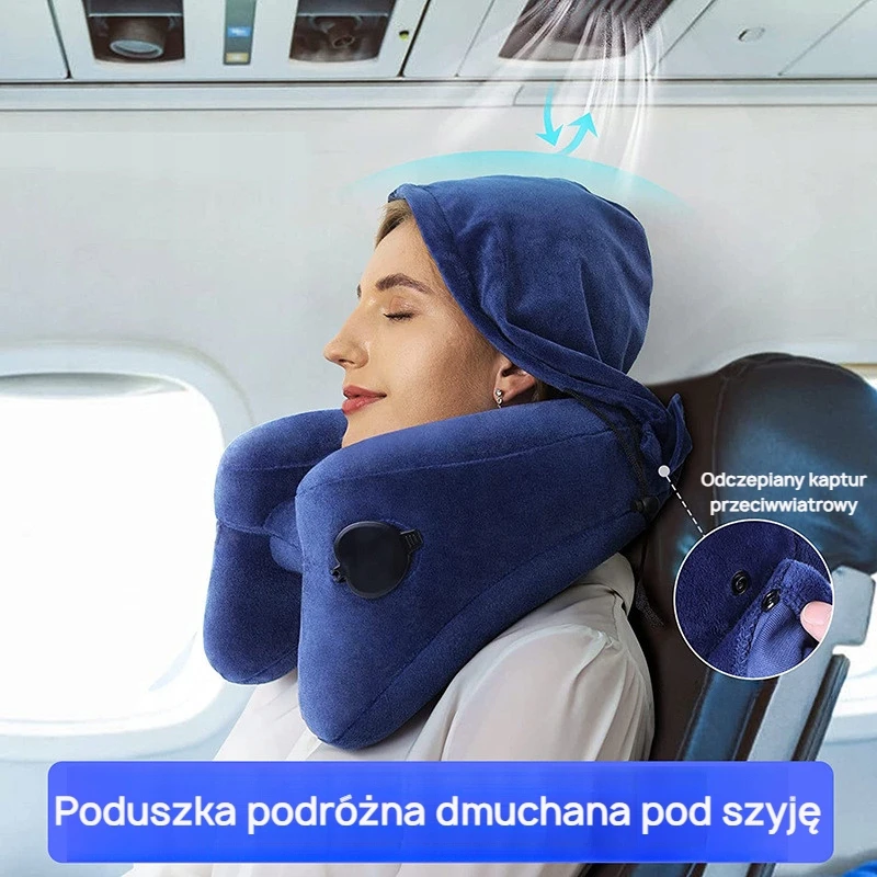 Bez Marki Kelioninė pagalvė su gobtuvu ir miego kauke