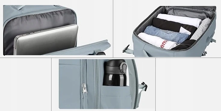 Bez Marki Kelioninis Rankinis Bagažas 40x20x25cm su Usb, Vandeniui Atsparus Mėlynas