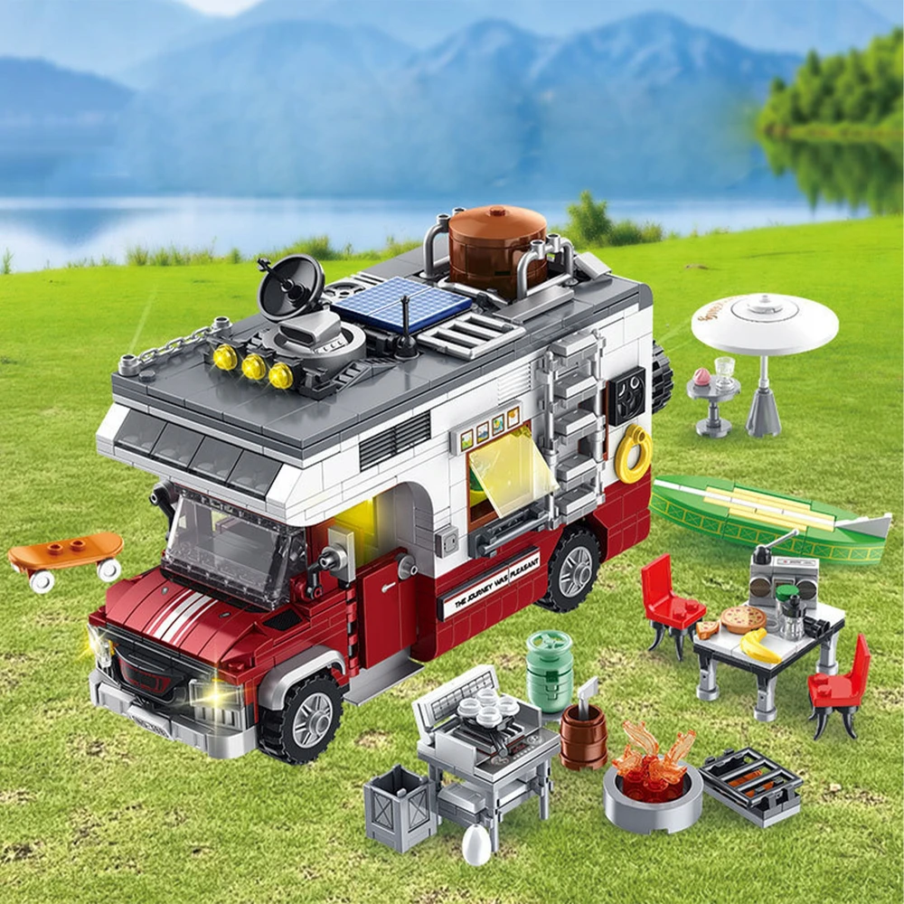 Bez Marki KEMPERIŲ STATYBINIAI BLOKAI 880 HOIDAY CAMPER CITY CREATOR VAIKŲ DIENA