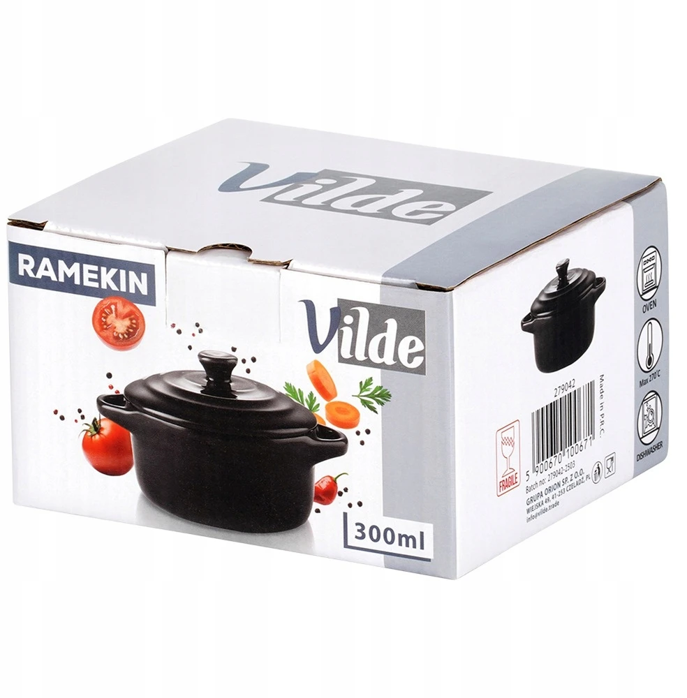 Bez Marki Kepimo indas porcelianinis su dangteliu 300 ml juodas 15x11x55 cm Orion