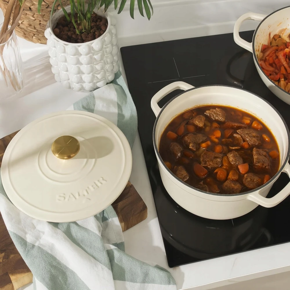 Bez Marki KETUS OLANDŲ PUODAS 24CM 3,4L KREMAS VISOMS LĖŠTĖMS