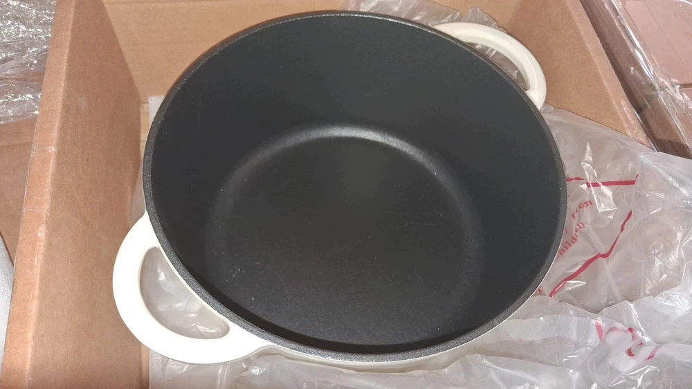 Bez Marki KETUS PUODAS 5L EMALINIO DANČIO KREMINĖ DUJINĖ KRAIŠKA 26cm
