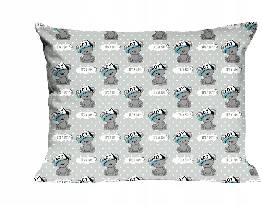 Bez Marki Kids' Cotton Pillowcase 50x60 cm Kids 24 - Bears (Pilkas Mėlyna)