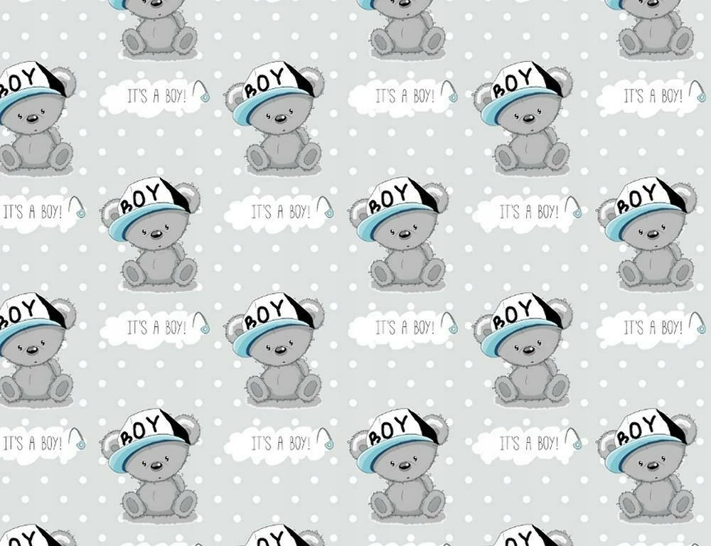 Bez Marki Kids' Cotton Pillowcase 50x60 cm Kids 24 - Bears (Pilkas Mėlyna)
