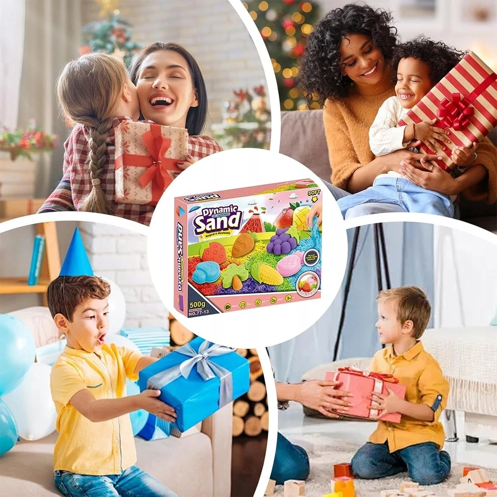 Bez Marki Kinetic Sand 500g Formelių rinkinys Vaisiai Daržovės Sensorinis smėlis
