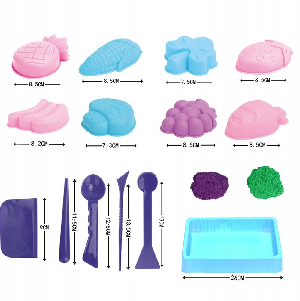 Bez Marki Kinetic Sand 500g Formelių rinkinys Vaisiai Daržovės Sensorinis smėlis