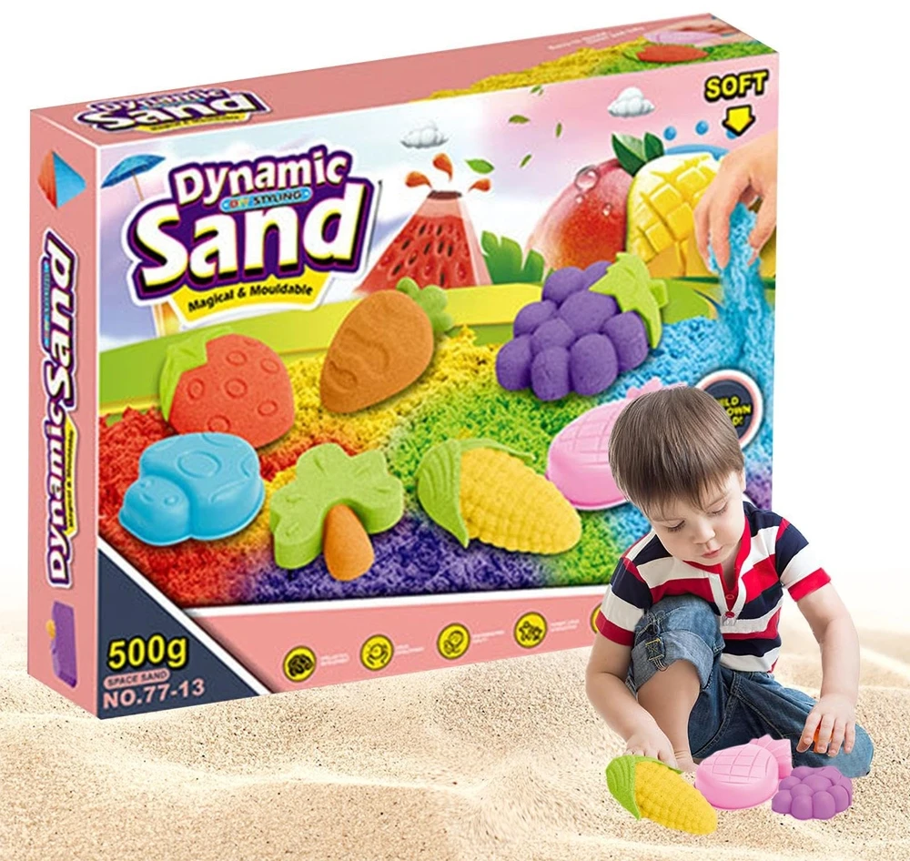 Bez Marki Kinetic Sand 500g Formelių rinkinys Vaisiai Daržovės Sensorinis smėlis
