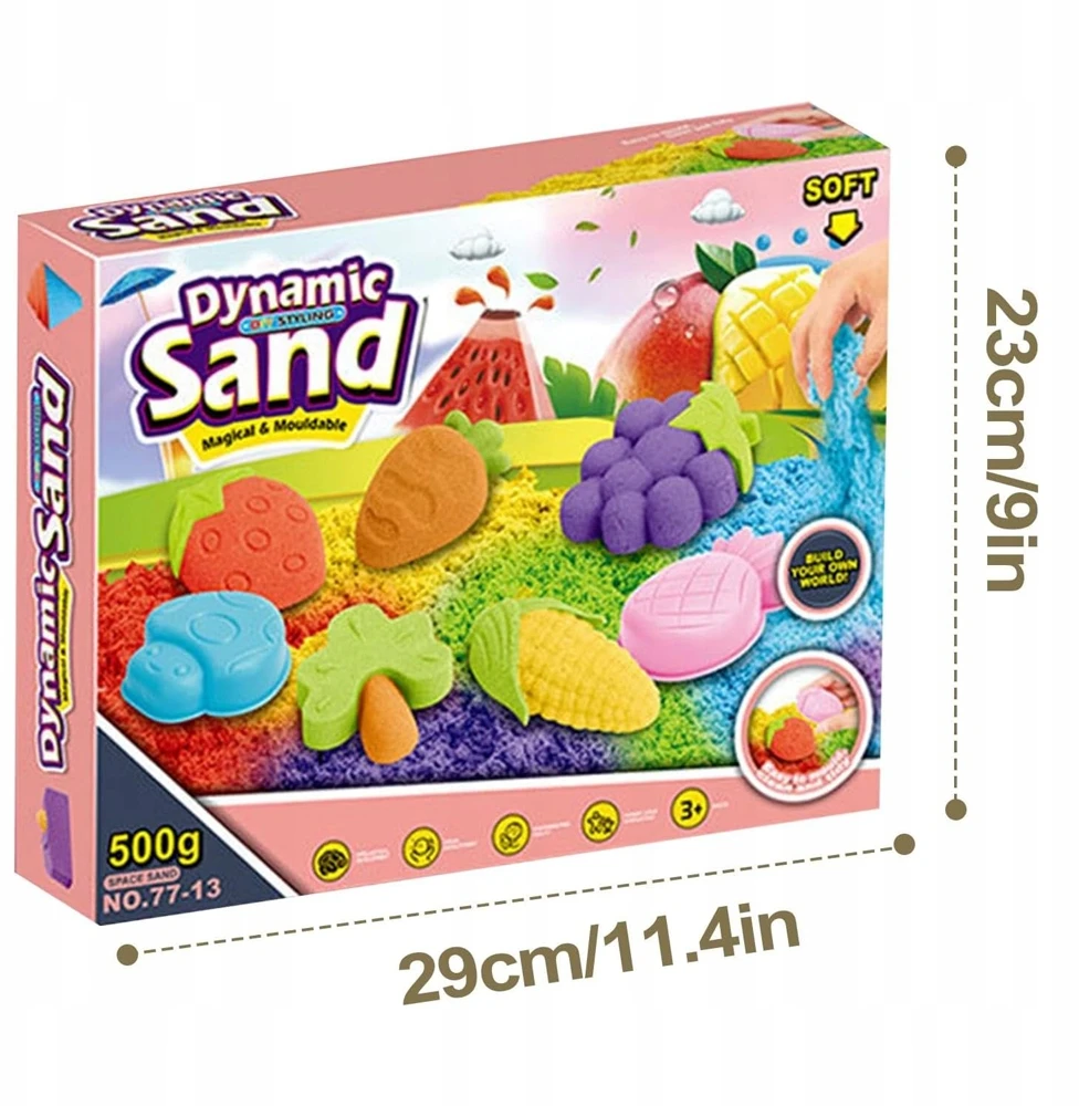 Bez Marki Kinetic Sand 500g Formelių rinkinys Vaisiai Daržovės Sensorinis smėlis